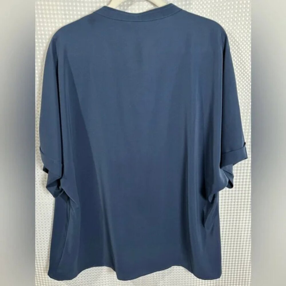 BloomChic Navy Button-Front Utility Blouse - Picture 2 of 6